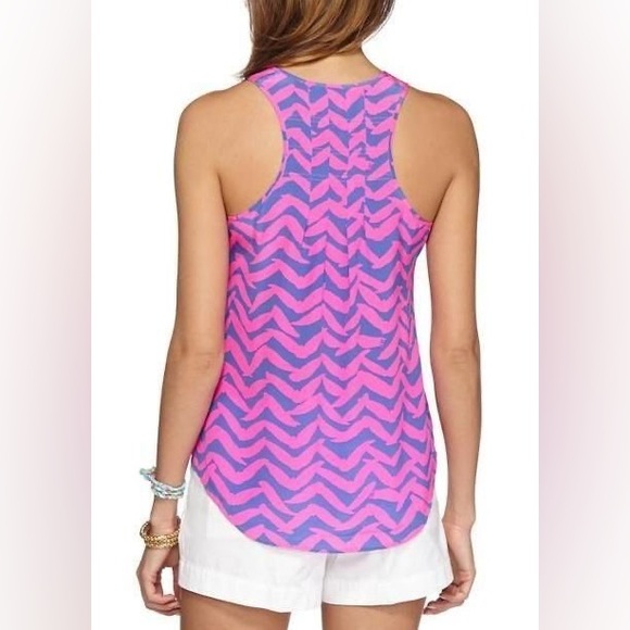 Lilly Pulitzer Tops - Lilly Pulitzer Pink Blue Pirple Silk Tank Top Blouse Women’s Medium